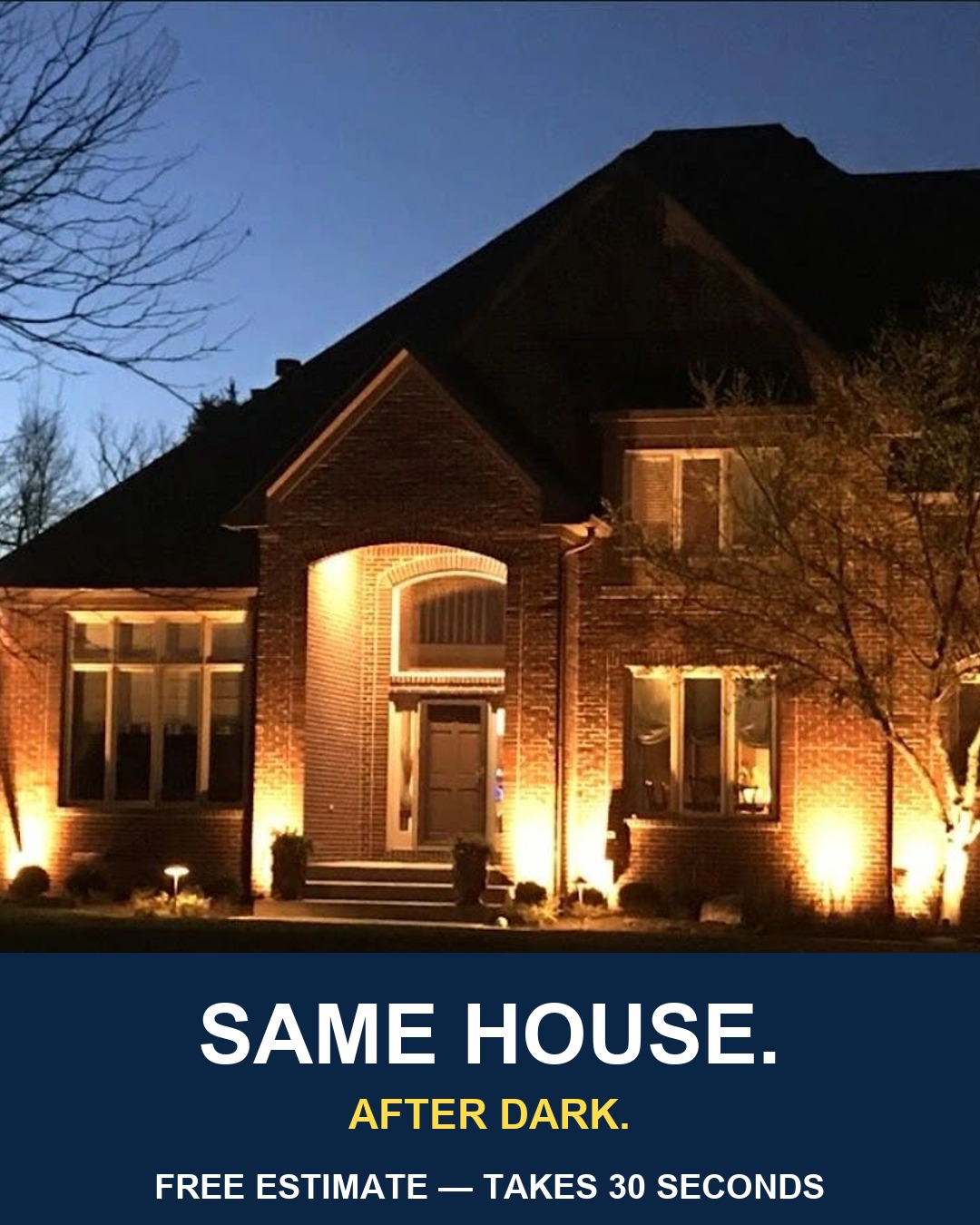 Landscape lighting at night by LA Landscapes Inc